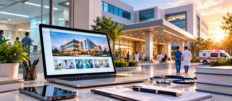 Hospital website design with doctor profiles and medical department information in Jamshedpur