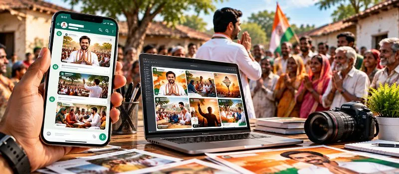 WhatsApp campaign content and creative design for Mukhiya candidates in Jharkhand